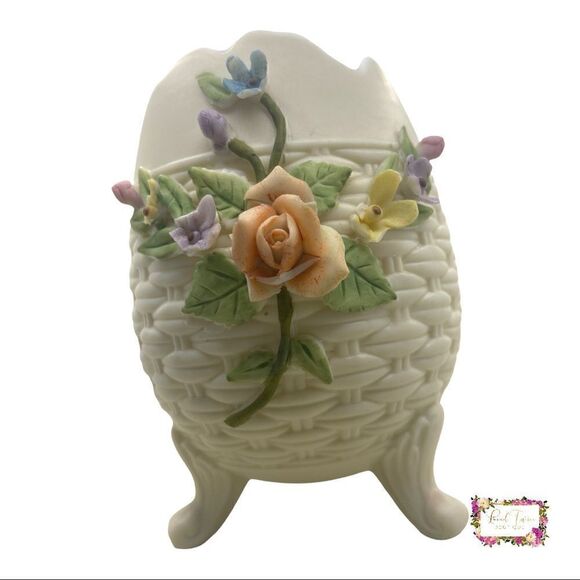 Vintage LEFTON China Floral Egg Vase Hand Painted Collectible - Picture 8 of 14